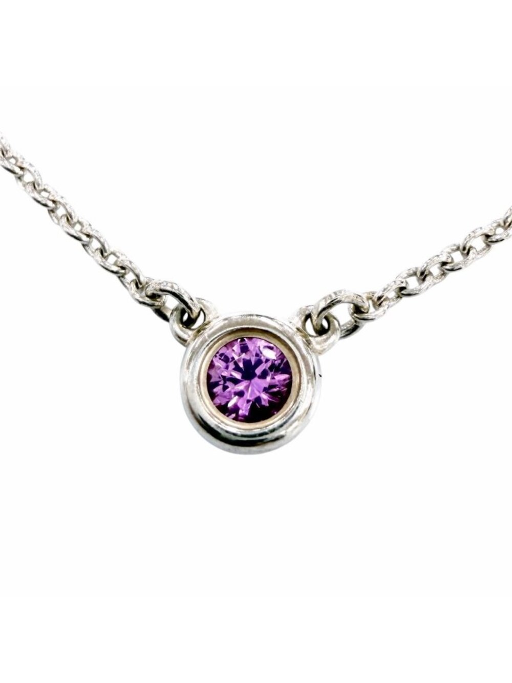 Tiffany & Co Elsa Peretti Color by the Yard Pendant 925 Pink Sapphire Silver